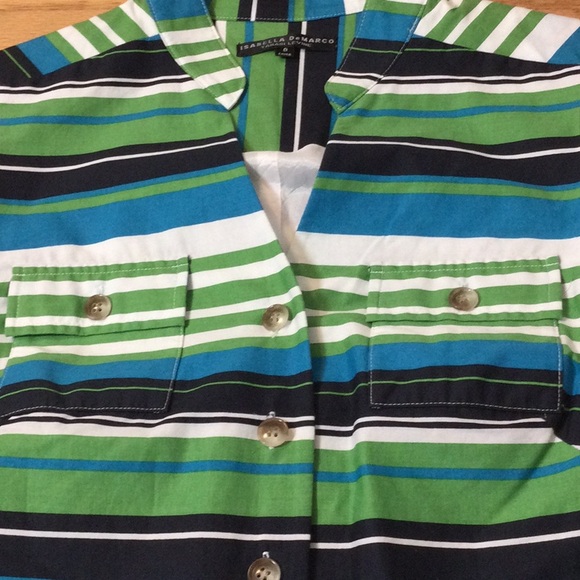 8 Isabella DeMarco green turquoise striped dress - Picture 9 of 16